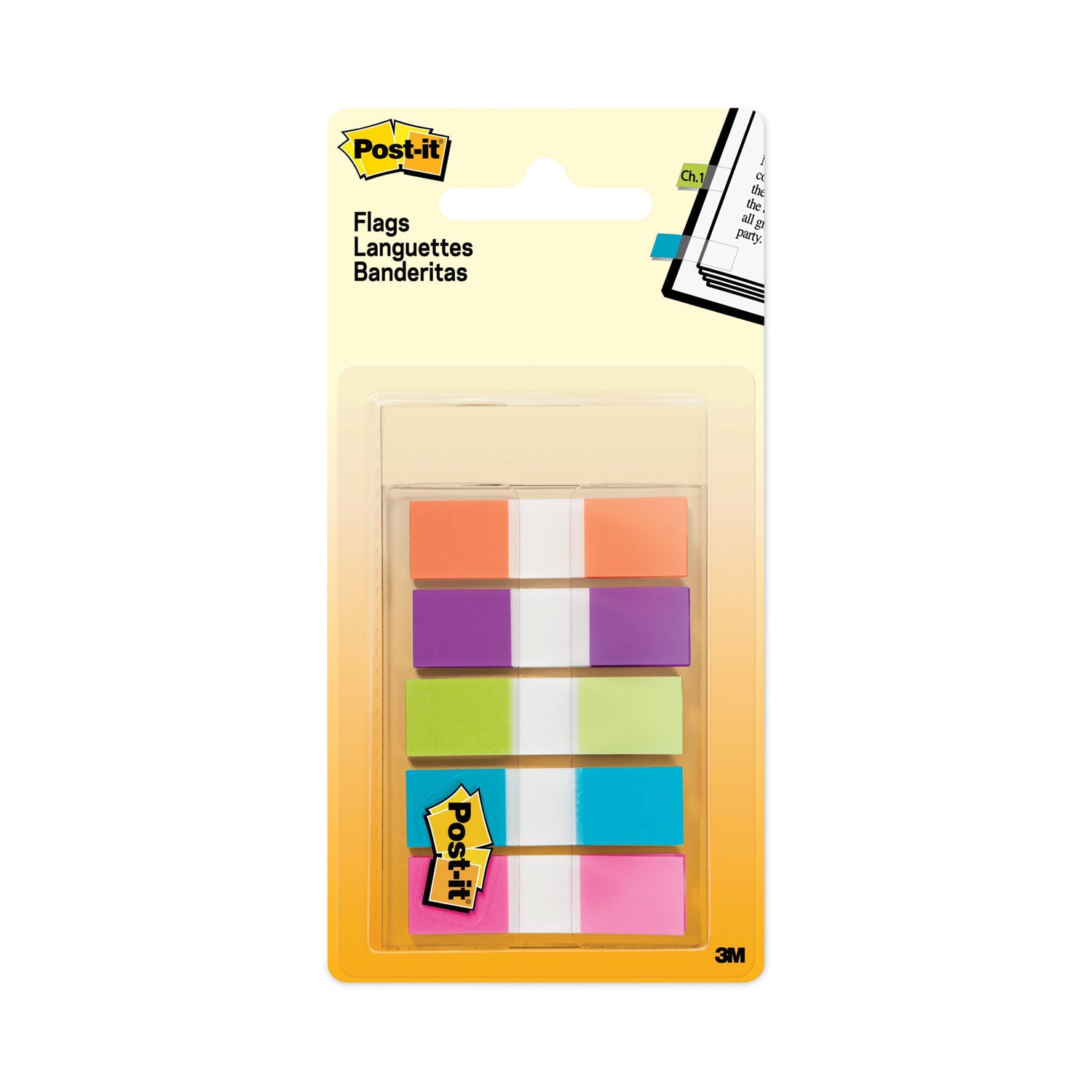 Post-It On-The-Go Flags .5" 100/Pkg Assorted Bright