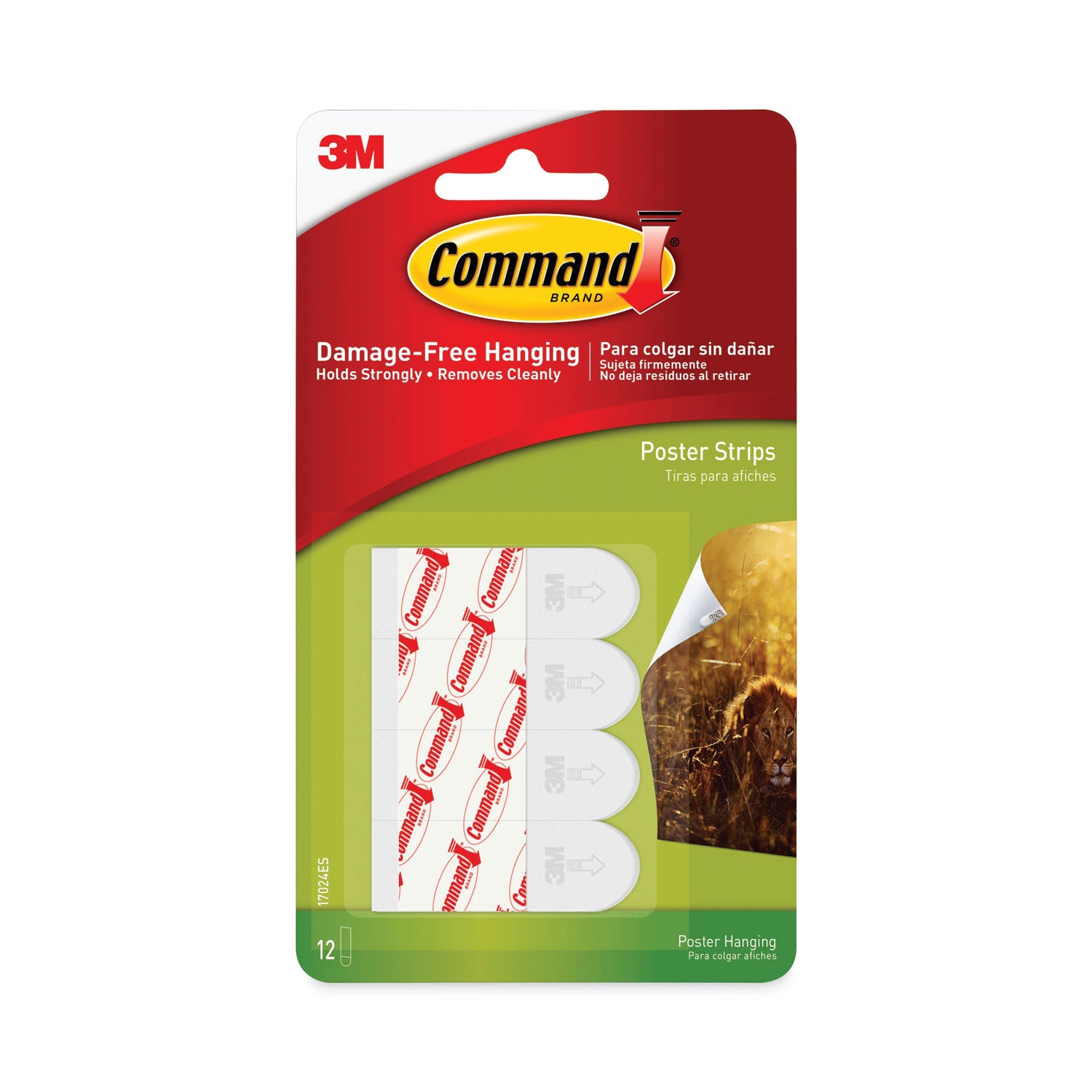 Command Small Poster Strips White 16/Pkg
