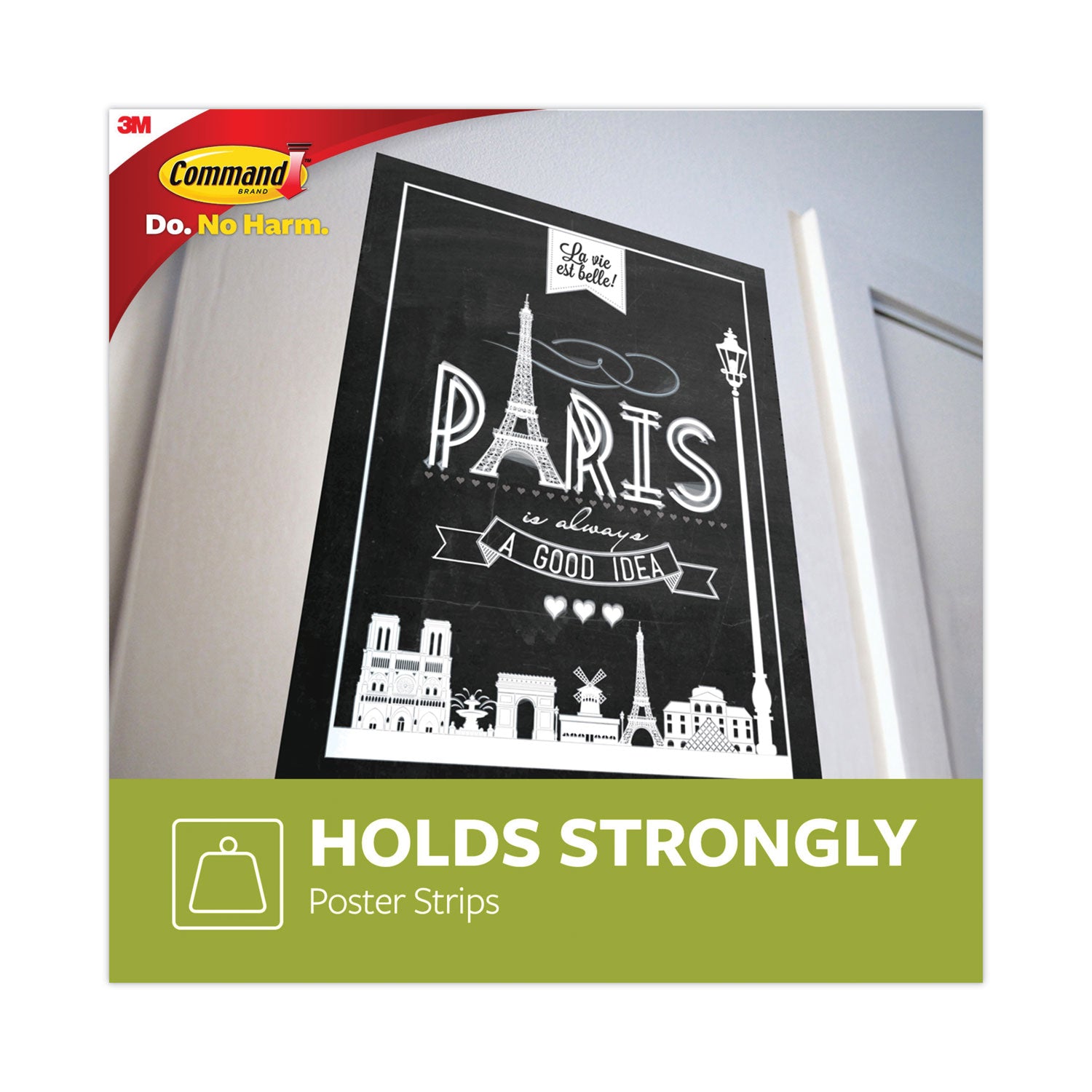 Command Small Poster Strips White 16/Pkg