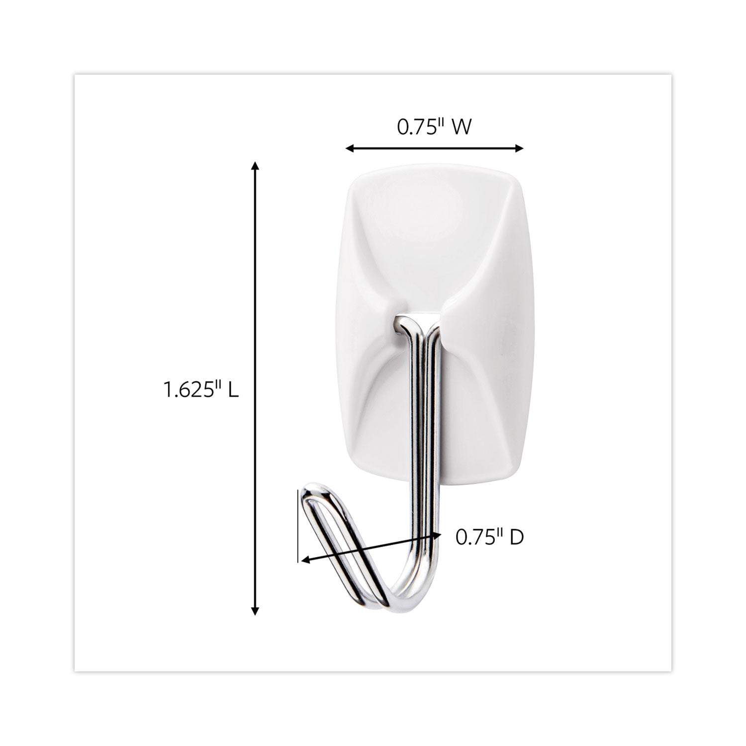 Command™ General Purpose Hooks, Small, Holds 1lb, White, 9 Hooks & 12 Strips/Pack
