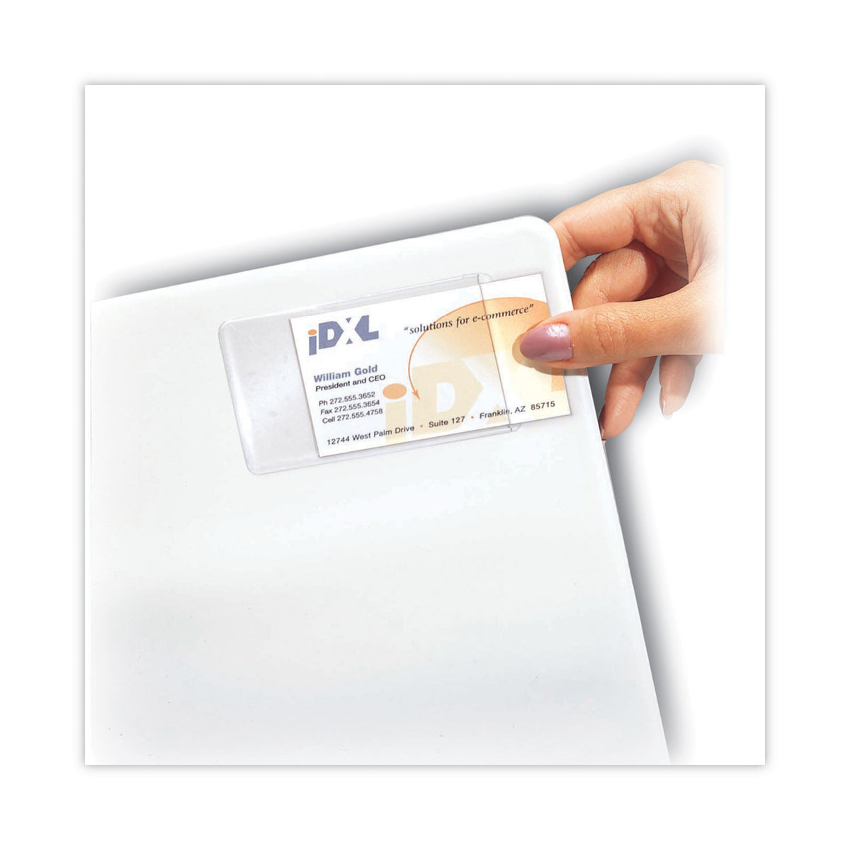 C-Line® Self-Adhesive Business Card Holders, Side Load, 3 1/2 x 2, Clear, 10/Pack