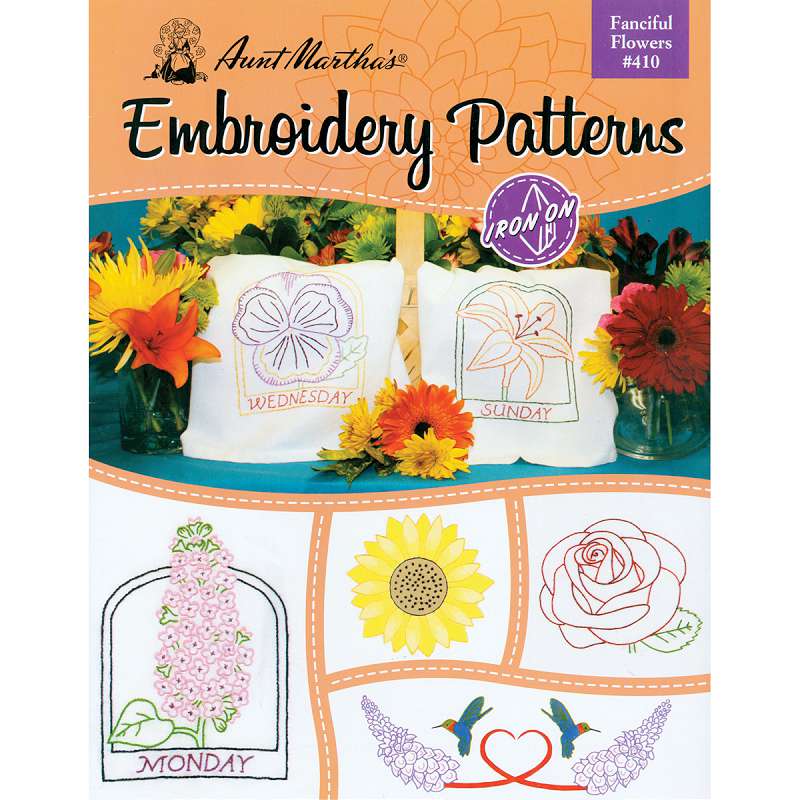 Aunt Martha's Iron-On Transfer Book Fanciful Flowers