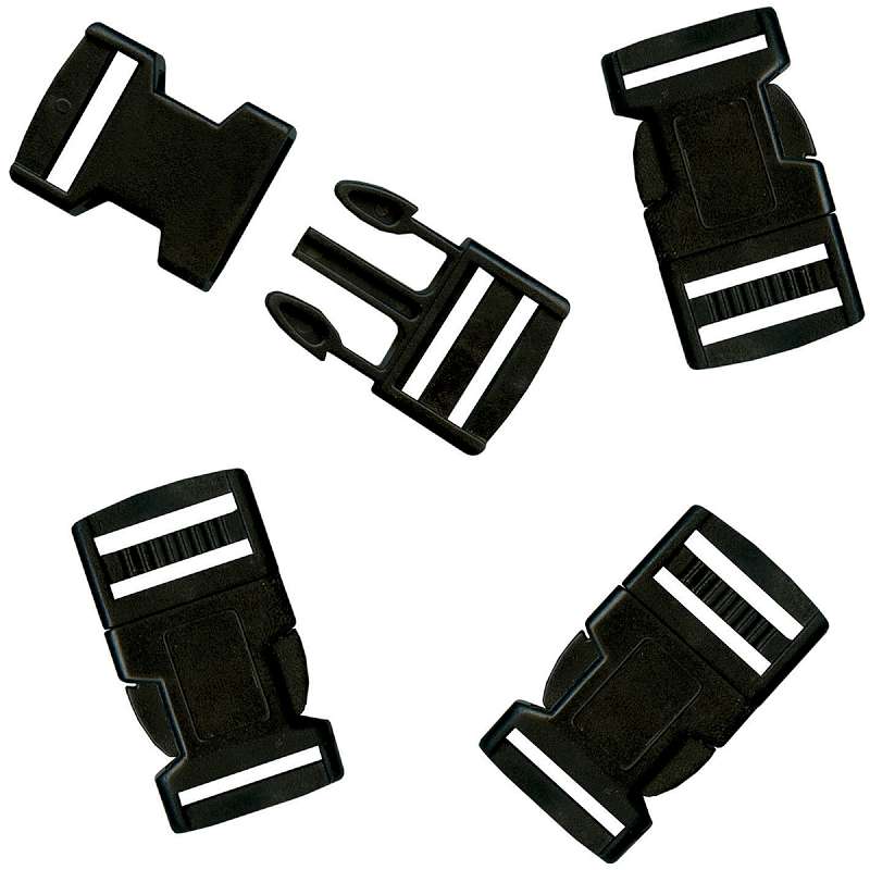 Parachute Cord Bracelet Buckles 20mm 4/Pkg Black