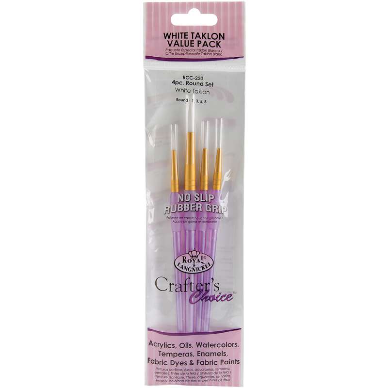 Crafter's Choice White Taklon Brush Set 4/Pkg