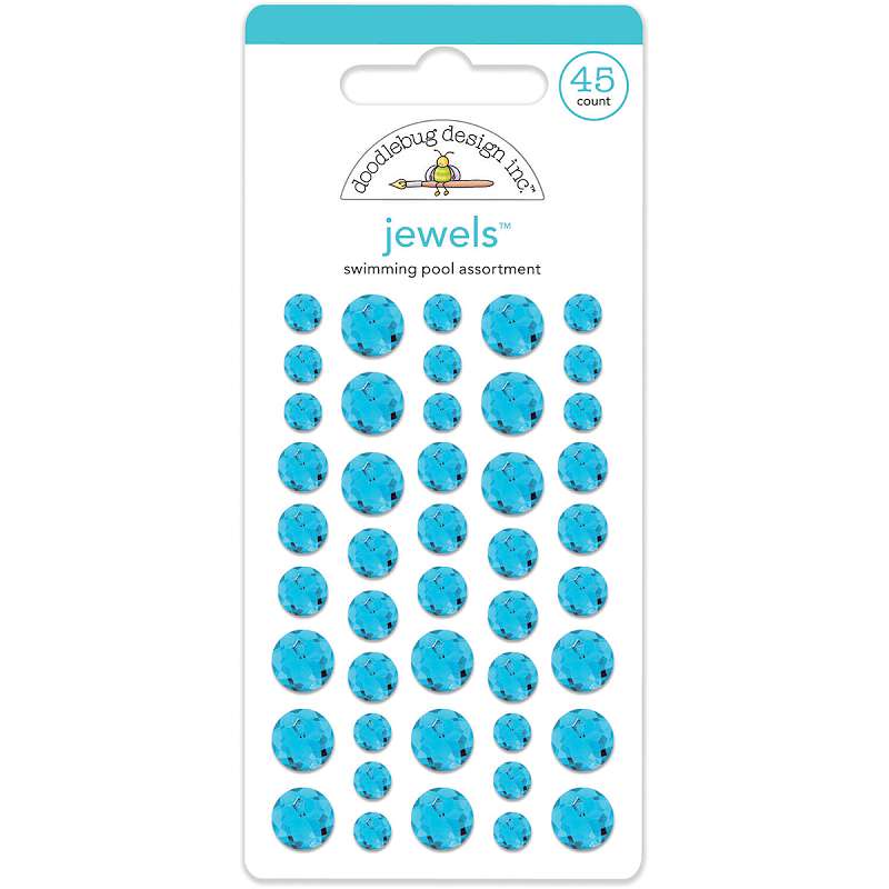 Doodlebug Adhesive Jewels 6mm, 8mm & 10mm 45/Pkg Swimming Pool