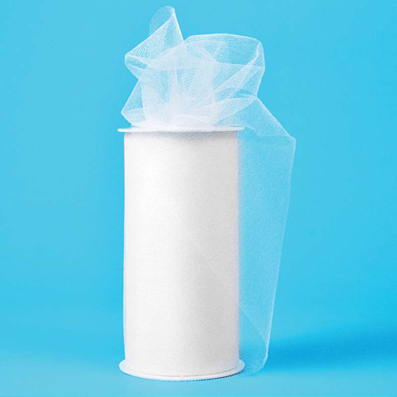Shiny Tulle 6" Wide 25yd Spool White