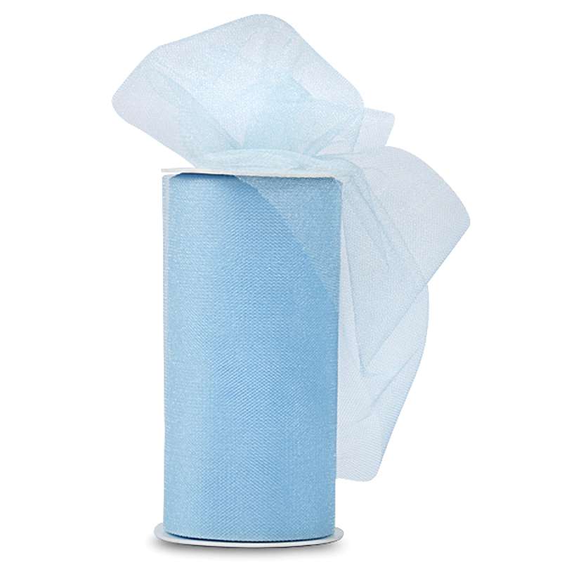 Shiny Tulle 6" Wide 25yd Spool Baby Blue