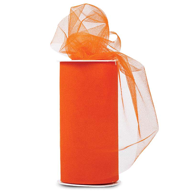 Shiny Tulle 6" Wide 25yd Spool Orange