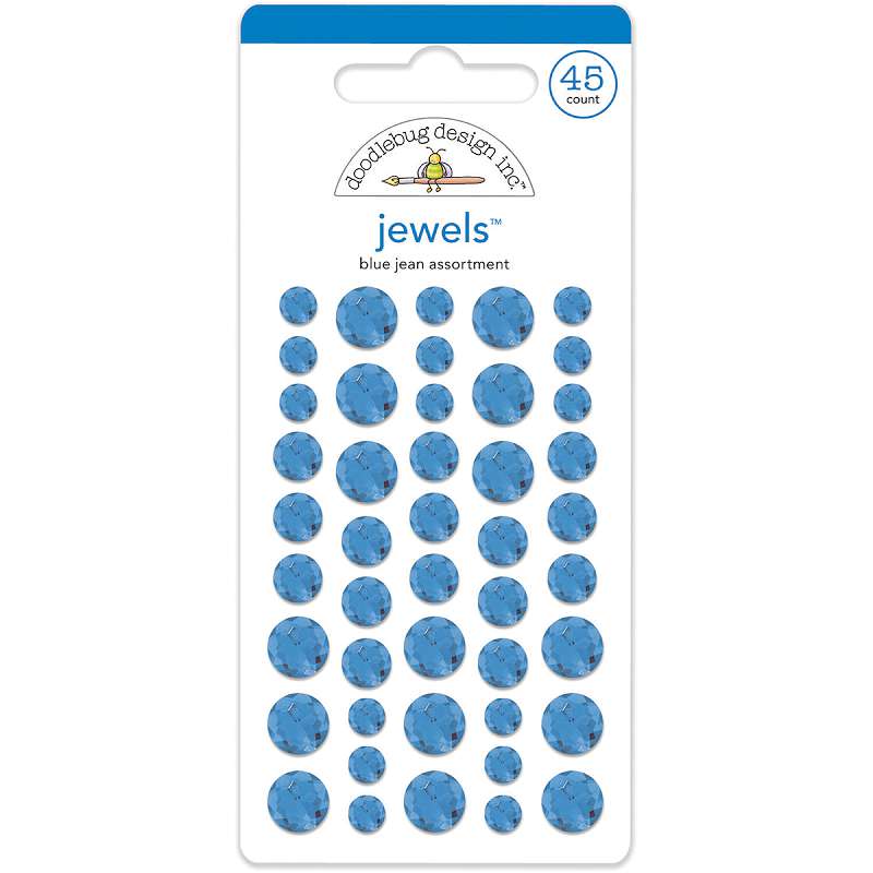 Doodlebug Adhesive Jewels 6mm, 8mm & 10mm 45/Pkg Blue Jean