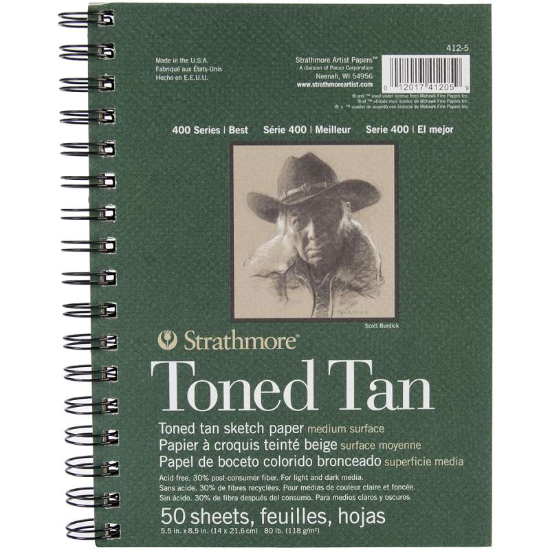 Strathmore Toned Sketch Spiral Paper Pad 5.5"X8.5" Tan 50 Sheets
