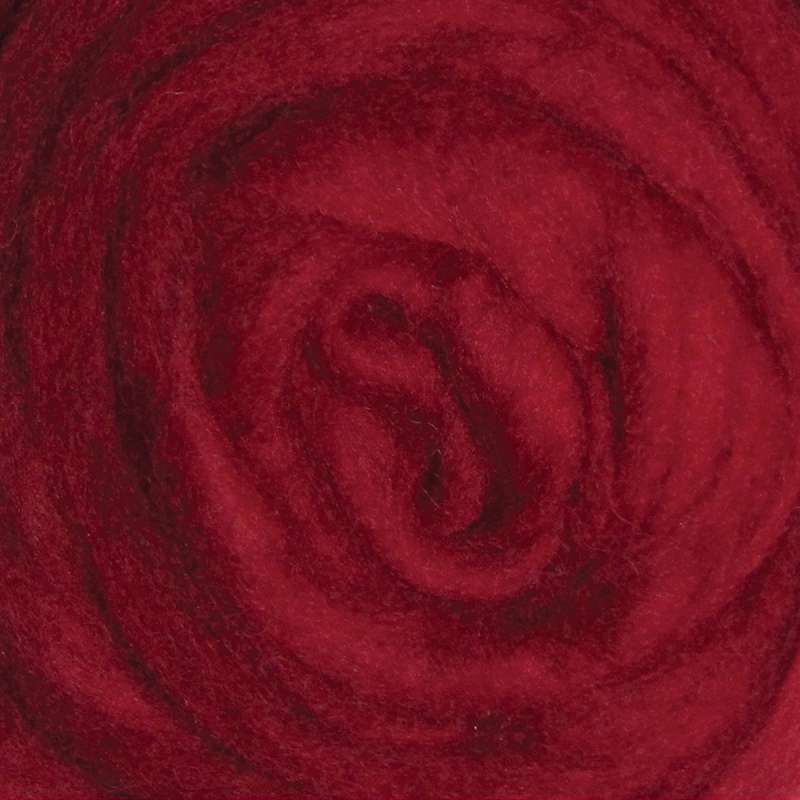 Wool Roving 12" .22oz Cherry Red