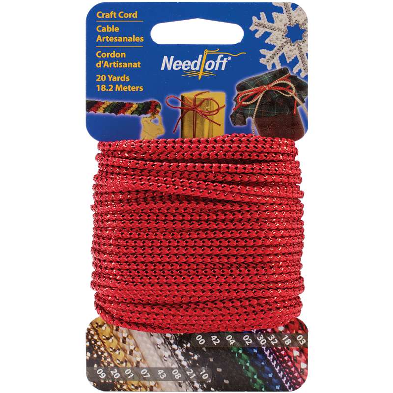 Needloft Novelty Craft Cord 20yd Metallic Red