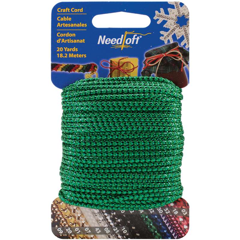 Needloft Novelty Craft Cord 20yd Metallic Green