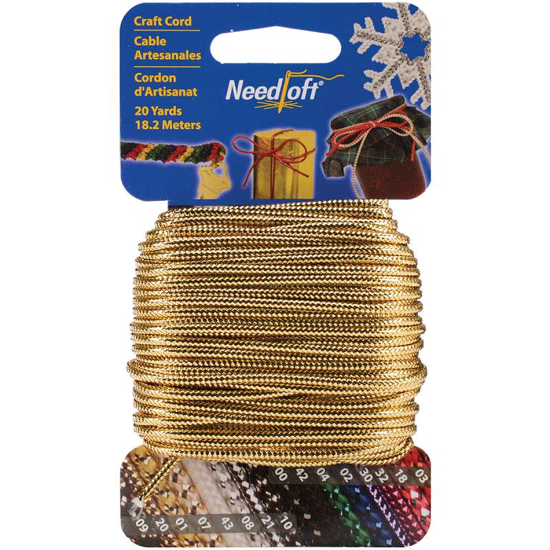 Needloft Novelty Craft Cord 20yd Solid Gold