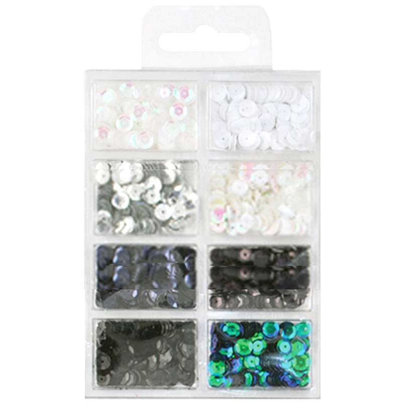 Cup Sequins 7mm .56oz Black & White Classic