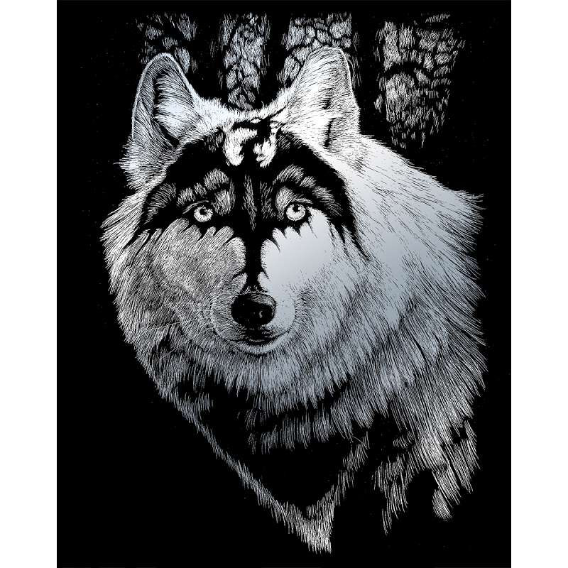 Silver Foil Engraving Art Kit 8"X10" Dragon Wolf
