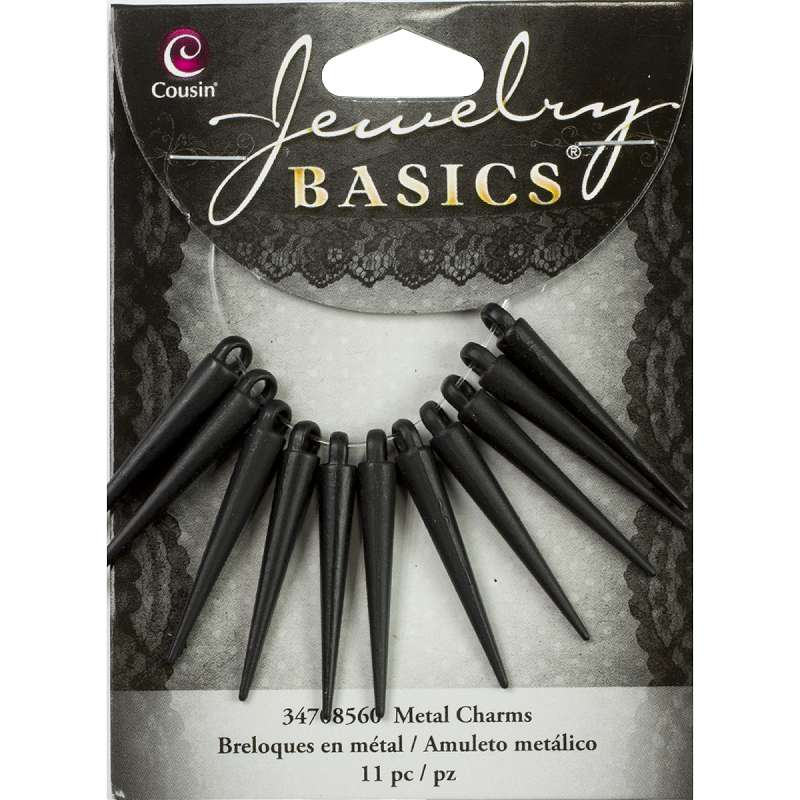 Jewelry Basics Metal Charms Black Spikes 11/Pkg