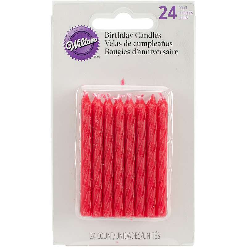 Birthday Candles 2.5" 24/Pkg Red Striped Spirals