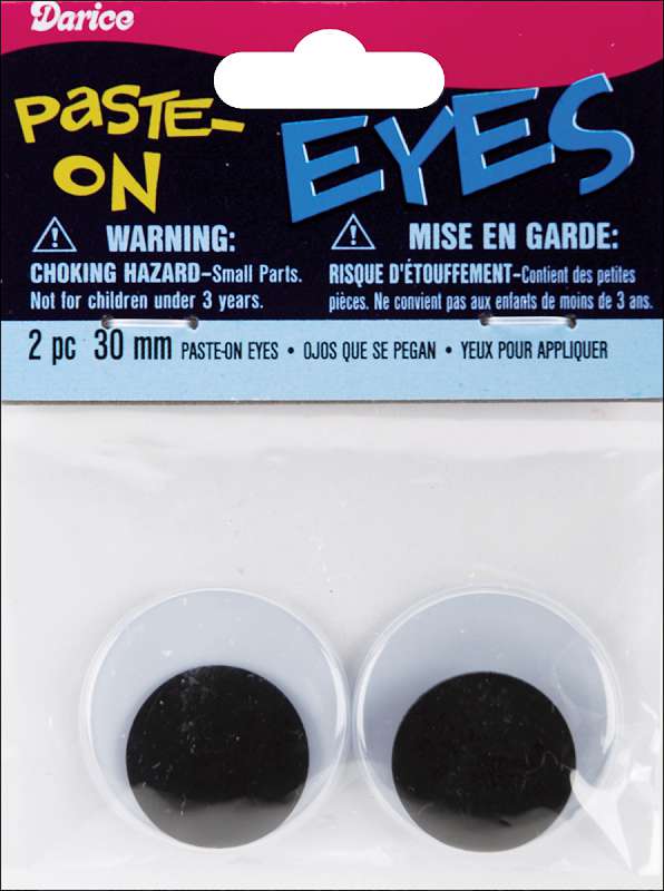 Paste-On Wiggle Eyes 30mm 2/Pkg Black