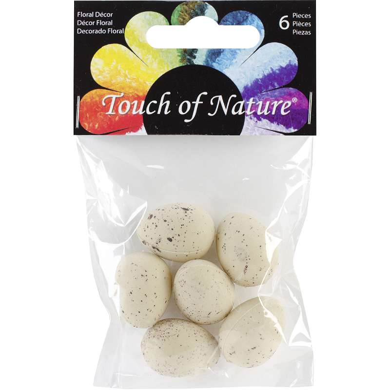 Plastic Bird Eggs 1" 6/Pkg Beige W/Brown Speckles