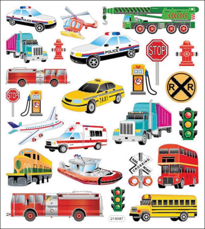 Multicolored Stickers Transportation
