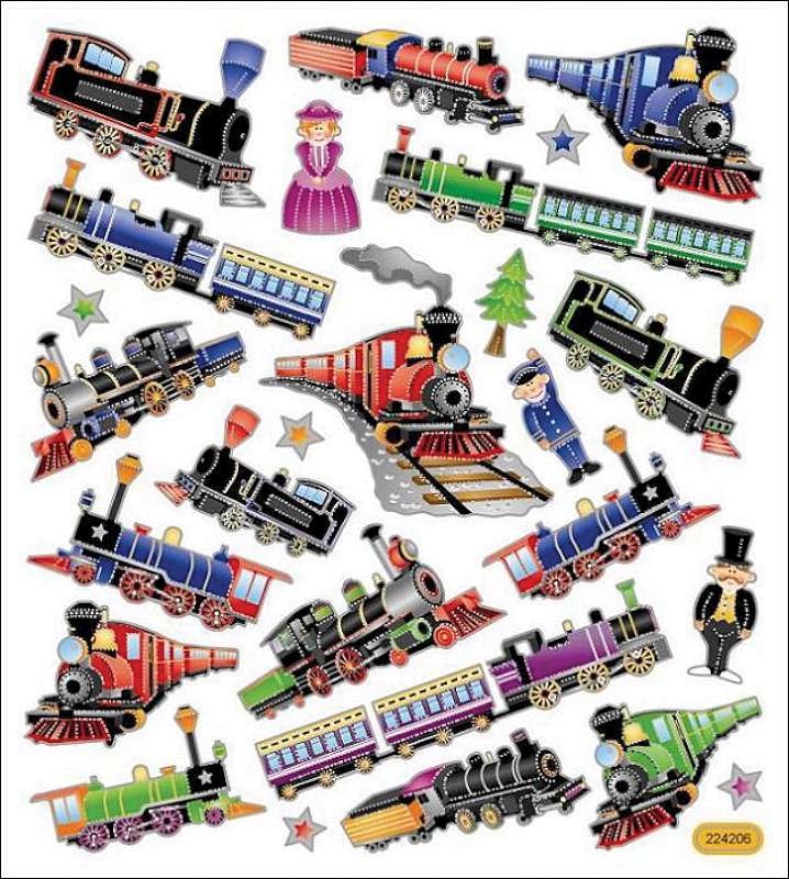 Multicolored Stickers Trains