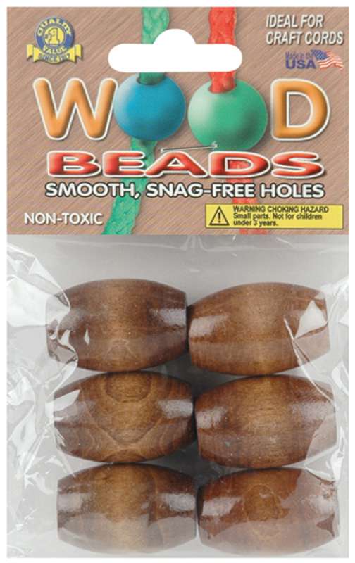 Oval Wood Beads 32mmX22mm 6/Pkg Walnut