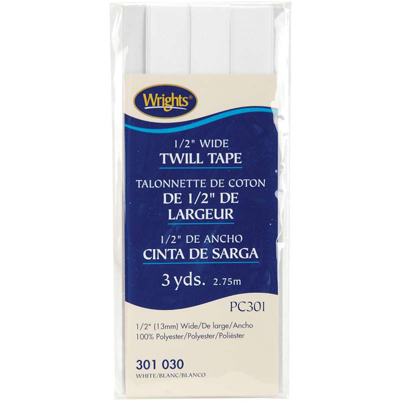 Twill Tape 1/2"X3yd White