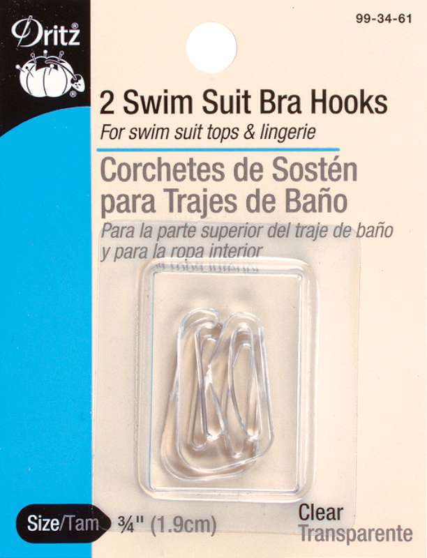 Swimsuit Bra Hook 3/4" Wide 2/Pkg Clear