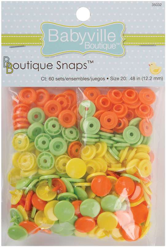 Babyville Boutique Snaps Size 20 60/Pkg Solid - Green, Yellow & Orange