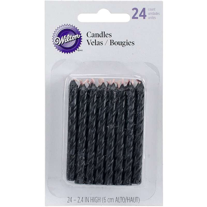 Birthday Candles 2.5" 24/Pkg Black Striped Spirals