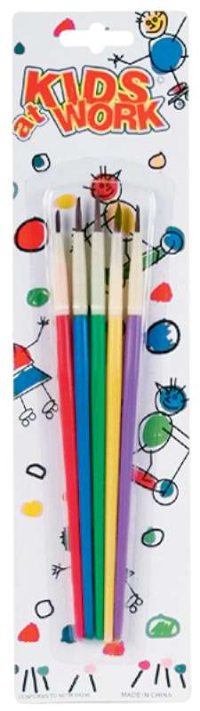 Kids At Work Paintbrushes Synthetic Bristle 5/Pkg