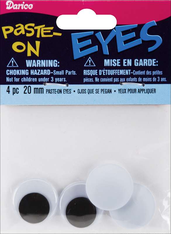 Paste-On Wiggle Eyes 20mm 4/Pkg Black