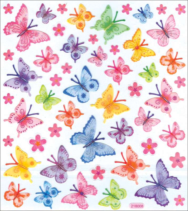 Multicolored Stickers Bright Wings Glitter