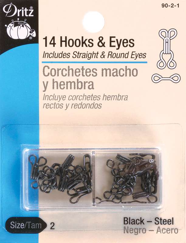 Hooks & Eyes Size 2 14/Pkg Black