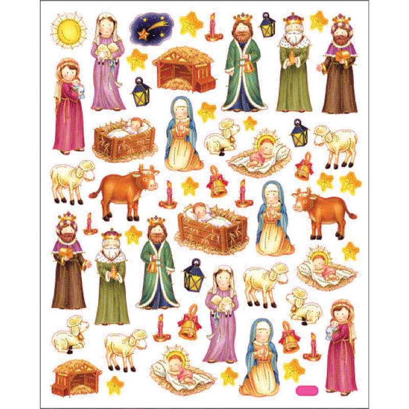 Multicolored Stickers Nativity Scene