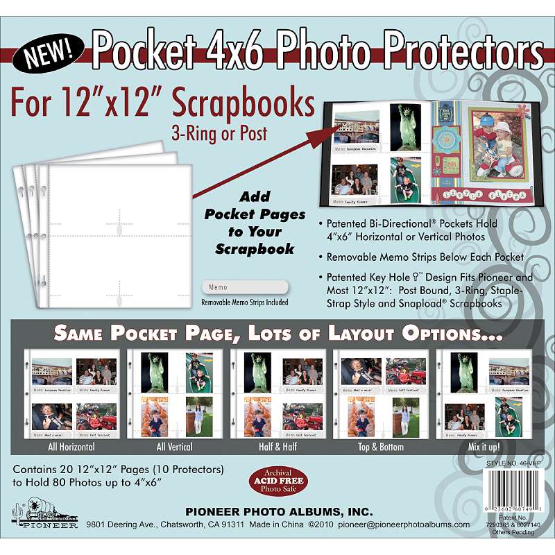 Pioneer Universal Photo Sleeves 12"X12" 10/Pkg (4) 4"X6" Pockets