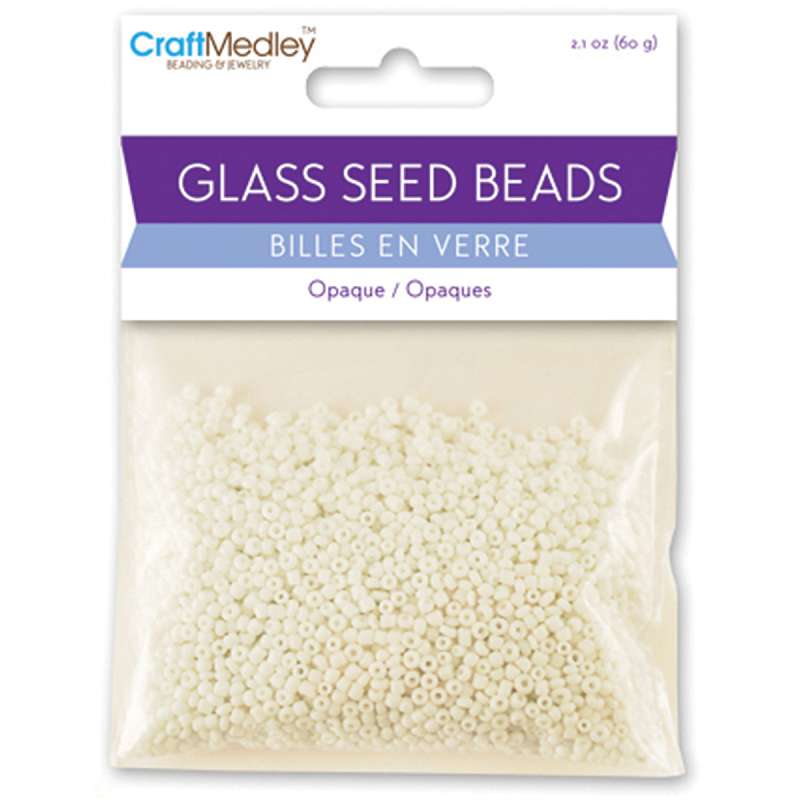Glass Seed Beads 12/0 Opaque 60g White