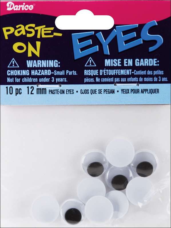 Paste-On Wiggle Eyes 12mm 10/Pkg Black