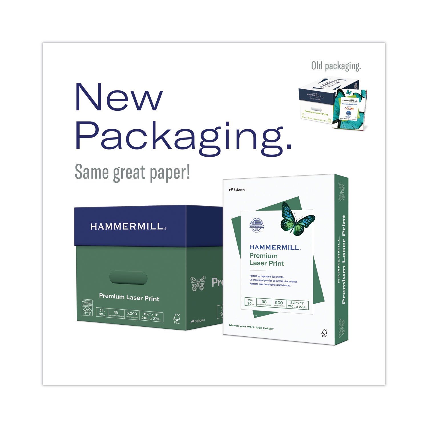 Hammermill® Laser Print Office Paper, 3-Hole Punch, 98 Brightness, 24lb, Ltr, White, 500/Rm
