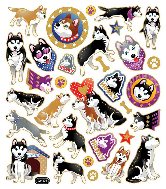 Multicolored Stickers Huskies