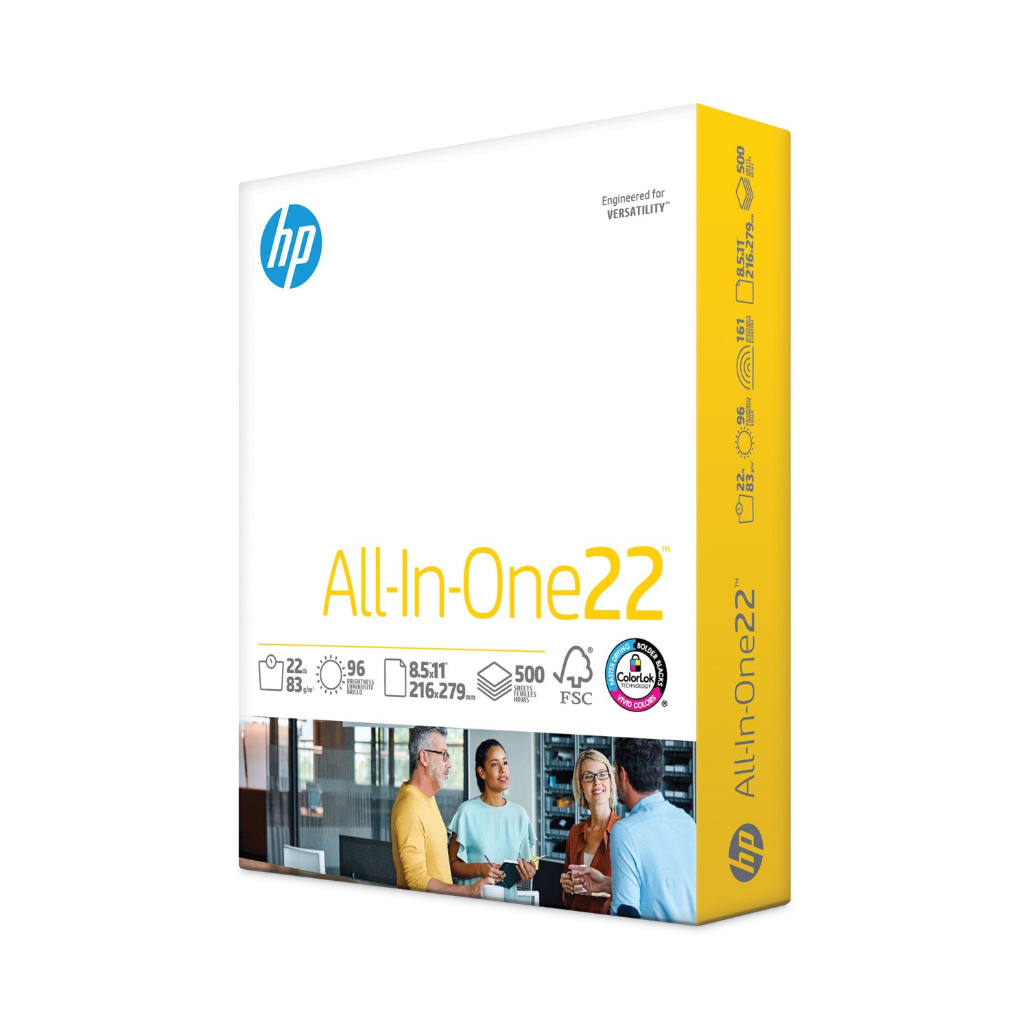 HP All-In-One Printing Paper, 96 Brightness, 22lb, 8-1/2 x 11, White, 500 Sht/Ream