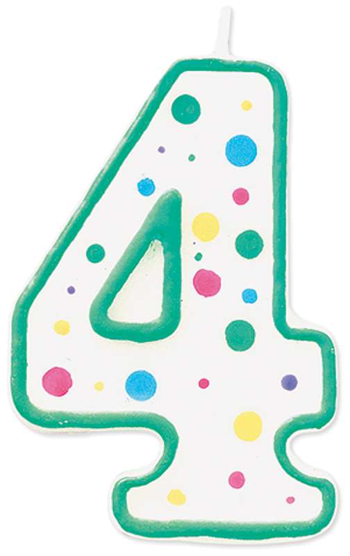 Polka Dot Numeral Candle 3" 1/Pkg #4 Green