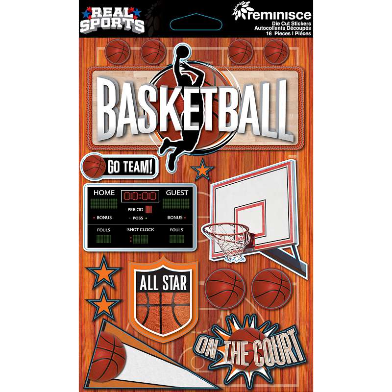Real Sports Dimensional Cardstock Stickers Basketball