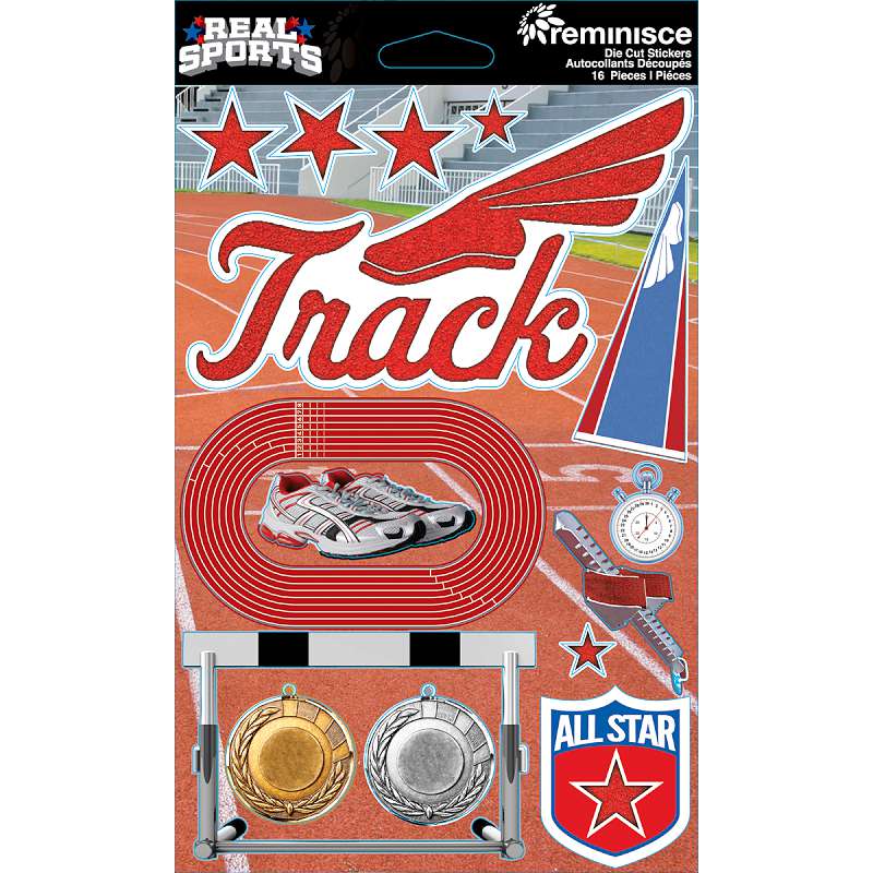 Real Sports Dimensional Cardstock Stickers Track