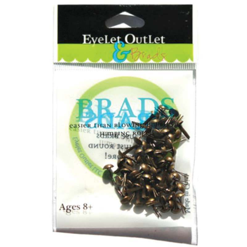 Eyelet Outlet Round Brads 4mm 70/Pkg Brushed Brass