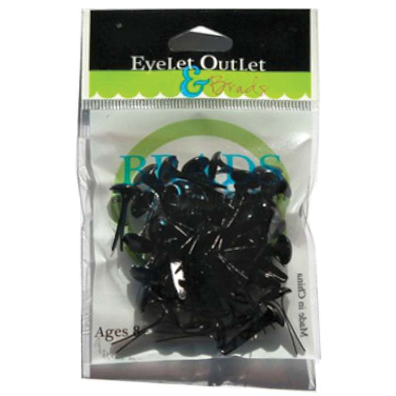 Eyelet Outlet Round Brads 8mm 40/Pkg Black