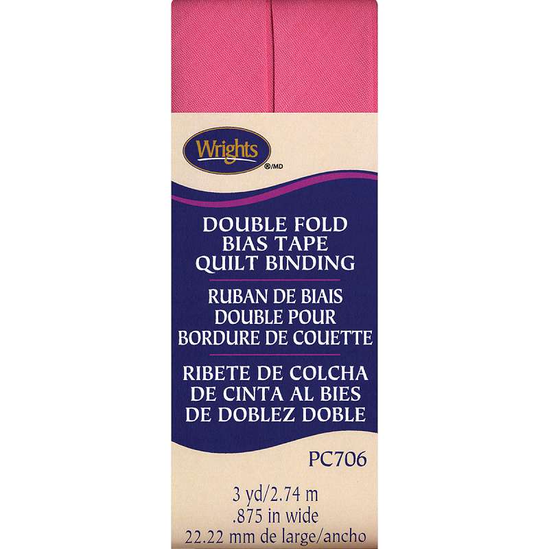 Double Fold Quilt Binding 7/8"X3yd Candy Pink