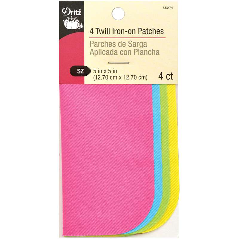 Iron-On Twill Patches 5"X5" 4/Pkg Neon