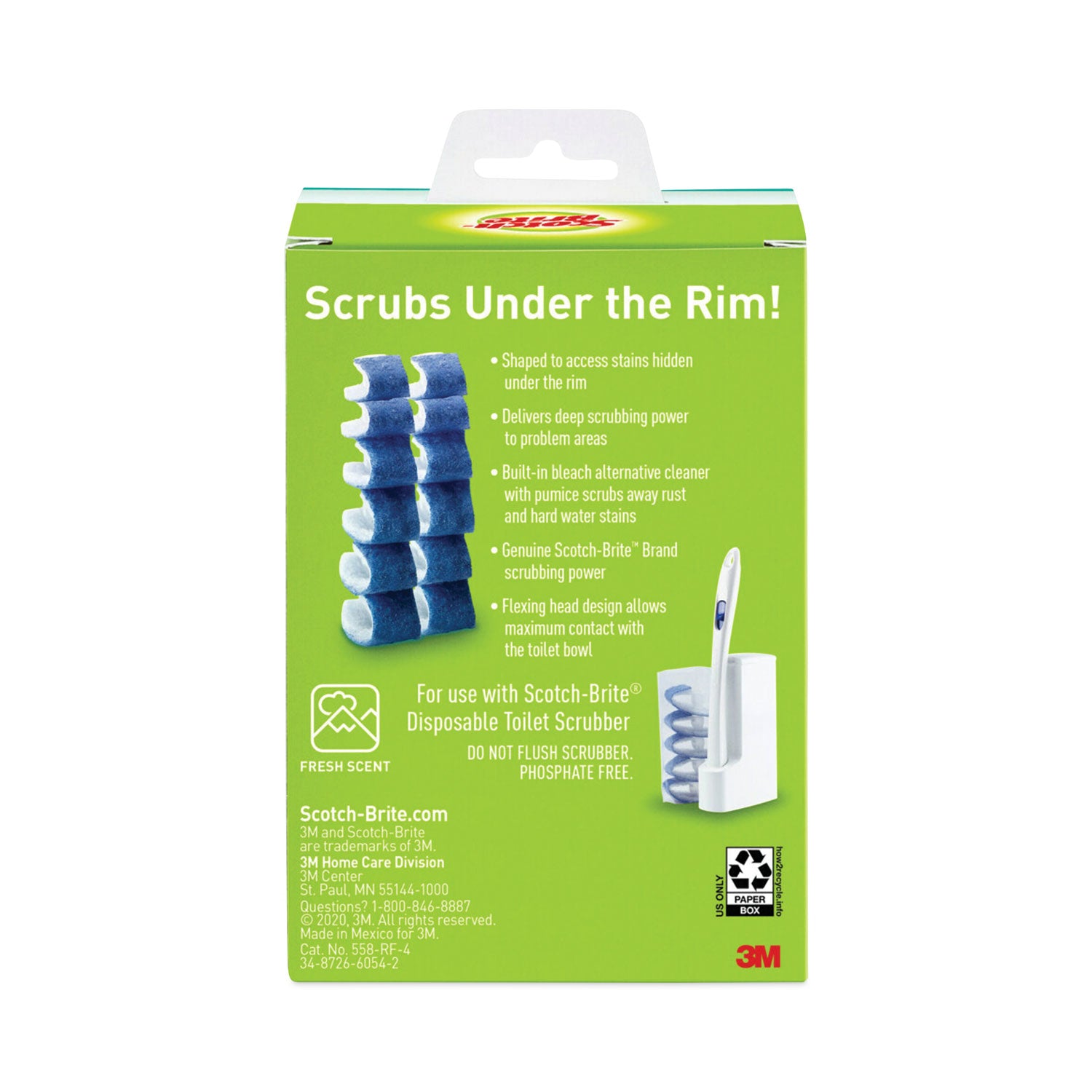 Scotch-Brite™ Disposable Toilet Scrubber Refill, Blue/White, 6/Pack